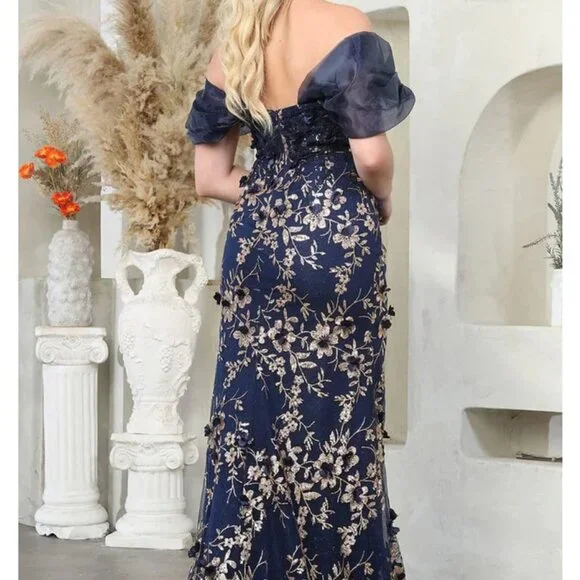 Off the shoulder formal party wedding military ball